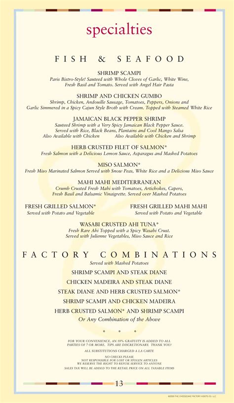 cheesecake factory menu prices.